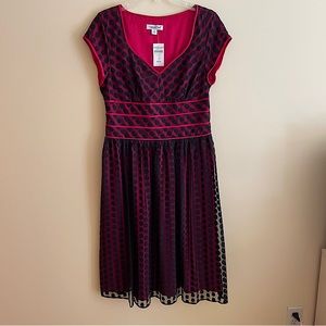 Coldwater Creek Red Mesh Polka Dot Dress New with Tags Sz 12